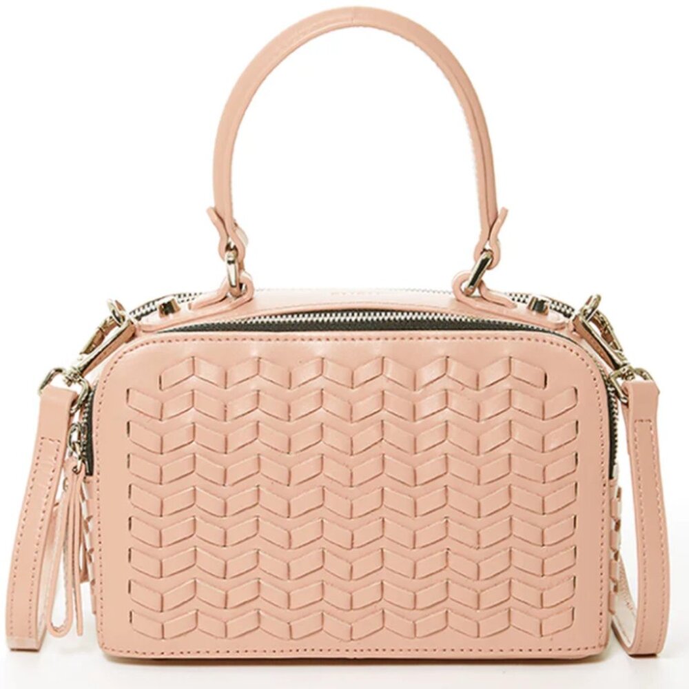 Susu Handbags Kayla Pink Woven Leather Bag